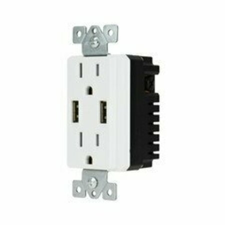 SWE-TECH 3C White Decora Style Duplex AC 15A 125V Outlet2 x Nema 5-15RFeaturing Dual USB charge ports FWT90W1-70100